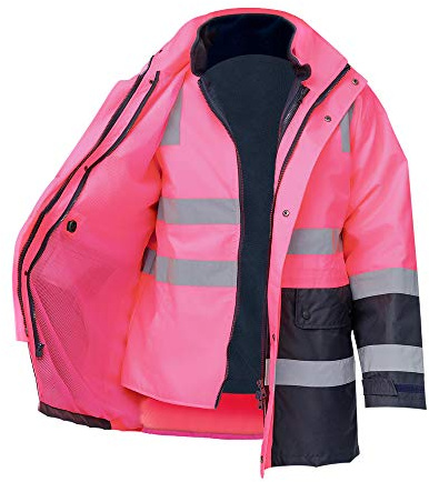 SMASYS Safety High Visibility Oxford 6 in 1 Reflective Jacket Insulated Parka, ANSI Class 3, Construction Protective Workwear