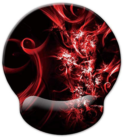 Jahosin Tapis de Souris avec Repose-Poignet,Repose-Poignet Ergonomique Noir Pur, Coussin de Poignet antidérapant Confortable en Mousse à mémoire de Forme pour Ordinateur et bureau-25x23 Abstract Art