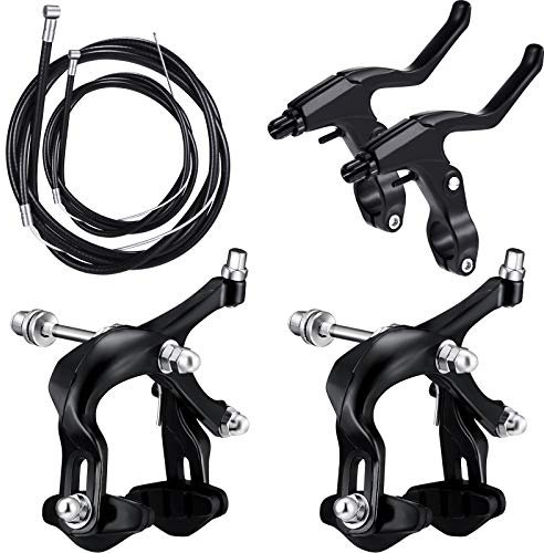 Riakrum 6 Pieces Bike Brakes Calipers Road Bike C Shape Brake Aluminum Bicycle Brake Lever Brake Housing and Cable Brakes C Type Replacement Set for Road Bike