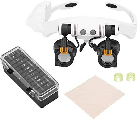 Multifunctional Head Mount LED 21 Multiples Combination Magnifier Lighted Headband Magnifying Glass with Replaceable Lens for Inspection Jewelry Clock Electronics Repair Glass Loupe