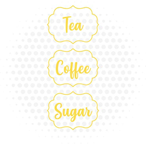 Coffee Tea Sugar Canister Stickers Self-Adhesive Waterproof Vinyl Kitchen Decal (Yellow)