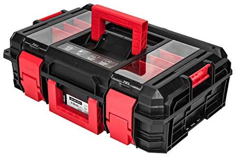 robuster Werkzeugkoffer Kunststoff schwarz leer Werkzeugkasten mobile Werkstatt 55 x 38 x18 cm