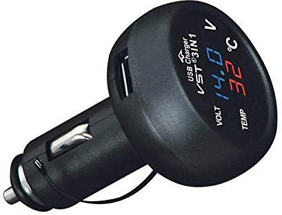 QUMOX 3 en 1 Voiture Multifonction USB 3.0 17.5W VST Chargeur Rapide thermomètre voltmètre Compteur numérique Moniteur 3.5A Chargeur USB pour téléphone Portable