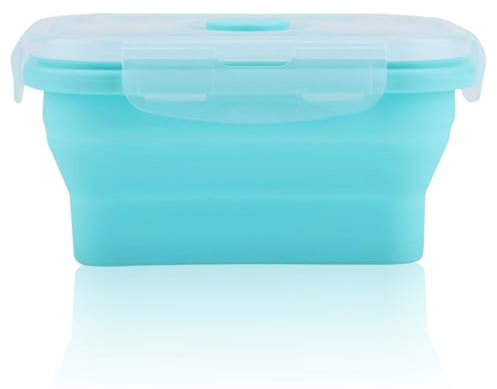 Fiambrera de silicona con tapas, Fiambrera plegable Contenedores de Fiambrera para preparación de comidas 4 tamaños para niños/Hombre/Mujer/Cocina/Hogar(500ML-Verde)
