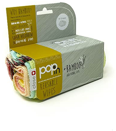Close Pop-in Nachfüllpack mit 10 wiederverwendbaren Tüchern, bunt pastellfarben | perfekt für Babys Hände und Gesicht, saugfähig und weich