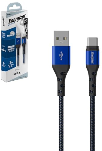 Energizer - Cavo di ricarica USB-C intrecciato - Cavo per caricabatterie lungo - Alta resistenza - Blu