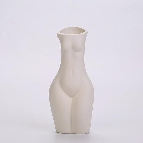 Körper Blumenvase, Körpervase in Weiblicher Form, Keramikvase für Wohnkultur, Gesäß Skulptur Statue, Böhmische Dekoration, Feminin Blumentopf, Fraulich Wohnaccessoires (Ganzer Körper, Weiß),4