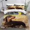 ZLKEJI Pet Hund Bettwäsche 200x200cm Jungen Mädchen Kinder, Schokoladen-Dackel Bettbezug Set Gelbe BläTter Bettwäsche-Set 3D-Haustiermotiv Animal Puppy Betten Set,2 Kissenbezüge 80x80cm
