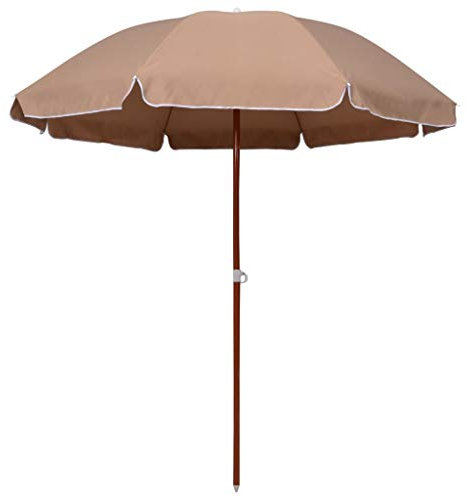 Catherinol Sombrilla, Sombrilla De Playa, Sombrilla Playa Proteccion UV, Sombrilla De jardín, Sombrilla Persianas, Parasol Terraza, con palo de acero gris taupe 240 cm