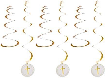 Amscan 9915962 - Blue Botanical Celebration Holy Communion Hanging Swirls Decorations - 6 Pack