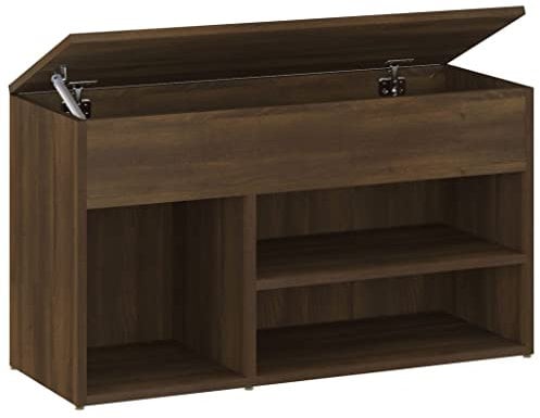 vidaXL Schuhbank, Schuhschrank mit viel Stauraum, Schuhregal für Flur Eingangsbereich, Sitzbank Flurbank Schuhe, Braun Eichen-Optik Holzwerkstoff