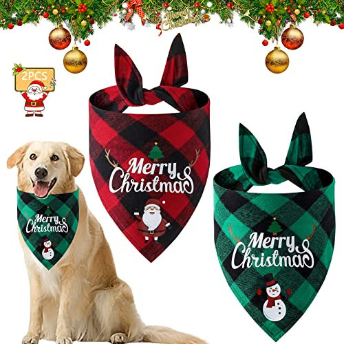 Hundehalstuch, Hundehalstuch Weihnachten, 2 Stück Hunde Halstuch, Hunde Weihnachtskostüm Zubehör, Halstuch Hund, Halstücher für Hunde und Katzen, Hundehalstuch für Haustier Weihnachten Geburtstag