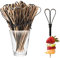 Bekecidi Palitos de Cóctel de Bambú, 100 Púas de Alimentos, Brochetas de Nudo de Bambú Natural, Palitos de Frutas, Palitos de Comida para aperitivos, Bebidas, Suministros para Fiestas 12 cm (Negro)