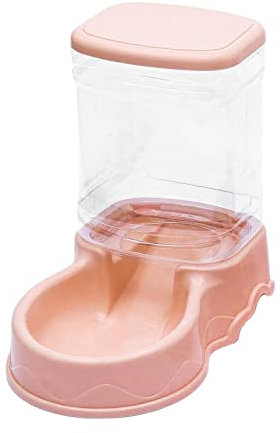 perfk Alimentador Automático para Mascotas Pequeñas, Medianas Y Grandes, Alimentador Automático de Alimentos, Dispensador de Agua de 3,5 L para Perros Y Gat, Comedero de Comida Rosa