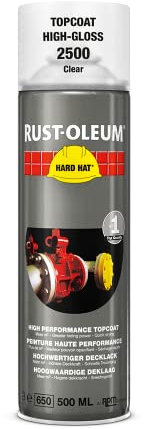 Rust-Oleum HARD HAT Decklack - Hochleistungsfähiger Industrielack-Spray zur Verwendung auf Metall, Holz und Beton. In verschiedenen Farben mit hoher Deckkraft - 500ml (Transparent)