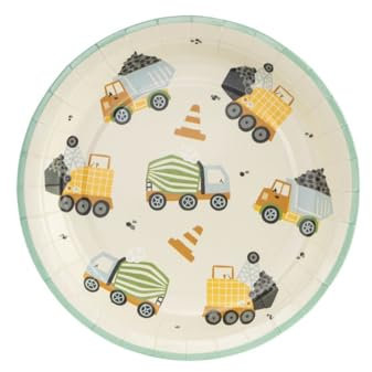 PartyDeco 8 plates construction site vehicles