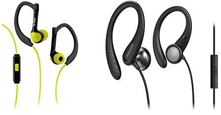 SBS Kabelgebundene In-Ear-Kopfhörer Runway Sport Stereo mit Ohrstöpseln & Philips Audio Philips In-Ear Kopfhörer mit Mikrofon/Fitness- und Sportkopfhörer (mit Kabel) / IPX2 Schweißresistent