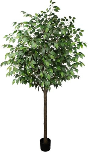 Valyria Home | Ficus Artificial Grande 180 cm – Planta Artificial Realista con Apariencia de Tronco Natural – Árbol Artificial Decorativo de Plástico – Ideal para Hogar y Oficina