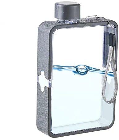 Dünne Flache Wasserflasche, 300 ml Wasserflasche passt in die Tasche | Transparente Wasserflasche, Flache Wasserflaschen mit großer Kapazität, wasserdicht, mit Gurt für Mädchen