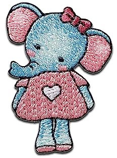 Mono-Quick Elefant Spielzeug Tier - Aufnäher, Bügelbild, Aufbügler, Applikationen, Patches, Flicken, zum aufbügeln, Größe: 4,1 x 3 cm