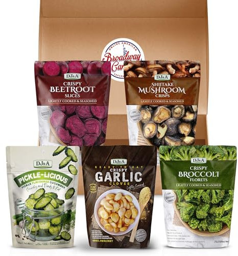 DJ&A Vegetable Crisps Multipack by Broadway Candy - 5 Pack, Delicious Vegan Crisps Snack, No Artificial Flavours - Resealable Crisps Share Bag