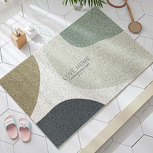 Loofah Tapis de Douche Antidérapant pour Salle de Bain, 90 x 120 cm, Perméable à l'Eau, Texturé Doux en PVC, Séchage Rapide