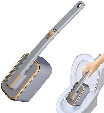 Escobilla de Inodoro rellenable | Escobilla de Limpieza de Inodoro con Mango Largo y Soporte | Accesorios de Aseo para Espejo, desagüe de Suelo, bañera, inodoros, lavabos, Vidrio