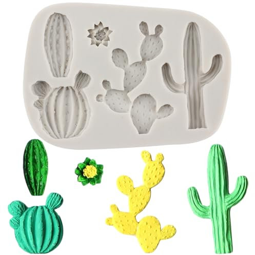 MYPRACS Cactus Silicone Fondant Moule Cactus Sugarcraft Chocolat Bonbons Moule Pour Décoration De Gâteaux Cupcake Topper Bonbons Chocolat Gomme Pâte Polymère Argile Lot De 1