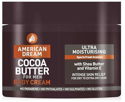 American Dream Kakaobutter Körpercreme für Herren, ultra-feuchtigkeitsspendende Körperbutter mit sportlichem frischem Duft