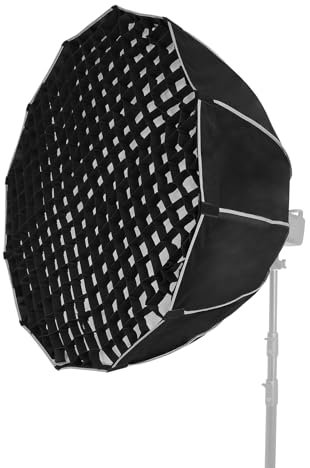 Andoer Softbox per araboli a sgancio rapido, 60 cm, pieghevole, parabolica Deep Softbox con chiusura rapida, con griglia a nido d'ape per fotografia, studio, fotografia, ritratto, live streaming