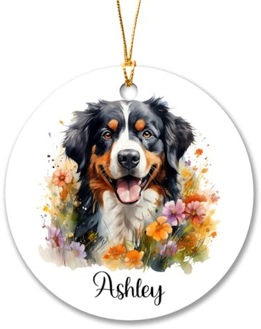 Christbaumschmuck Keramik Weihnachtsanhänger Anhänger Weihnachtsbaumschmuck Hängende Ornamente Weihnachtsdeko Berner Sennenhund, Individueller Berner Sennenhund 2023, Personalisierte Berner