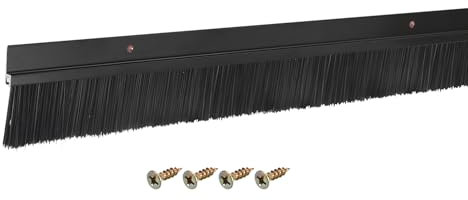 sourcing map Brosse de porte en forme de H avec base en alliage d'aluminium et brosse PP de 40 mm pour la maison, l'industrie (900 mm L, noir)