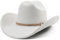 Melesh Großer Cowboyhut für Damen und Herren, breite Krempe, Cowgirls, Strand, Cattleman, Western Cowboys Hut, Elfenbein, L