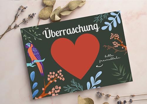 Honnet Berlin ★ Der besondere ÜBERRASCHUNG - GUTSCHEIN - DIY Rubbelkarte zum Beschriften - Motiv: ÜBERRASCHUNG - für individuelle Botschaften oder Geschenke - Set 3 Karten /// MADE IN GERMANY