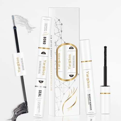 2-in-1 Lash Bond and Seal, Eye Lashes Glue Remover, False Eyelash Adhesive for Individual DIY Cluster Extension, 2Pcs Lash Glue Set for Beginner Salon Home, Waterproof Strong Hold Fast Removal, White