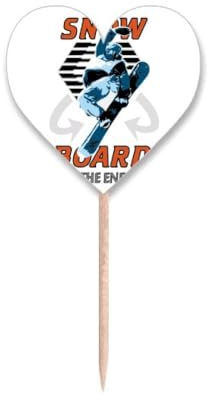 Snow Board Winter Sport Illustration Toothpick Flags Heart Lable Cupcake Picks