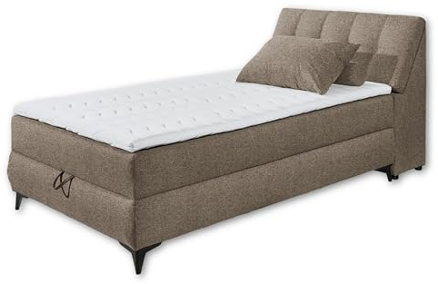 ATLANTIS 6 Boxbett 120x200 in Espresso - Bequemes Einzelbett mit Bettkasten und Kaltschaum Topper - 125 x 102 x 240 cm (B/H/T)