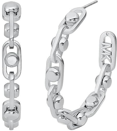 Michael Kors Premium Astor Link Creolen aus platiniertem Messing für Damen, MKJ8358040