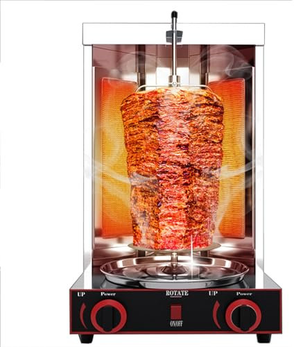 guoyjmm Barbacoa de Gas Kebab, MáQuina EléCtrica Lpg Kebab, Horno de Barbacoa Vertical con Interruptor de Ajuste de Temperatura,para Cocina Comercial en el Hogar