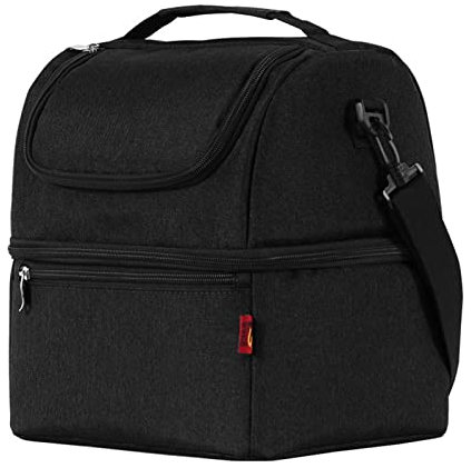 Bento box, lonchera aislada, lonchera portátil Bolsa de almuerzo aislada de dos pisos Lonchera a prueba de fugas Bolsa refrigeradora Bolsa de hombro for hombres y mujeres Camping al aire libre Picnic