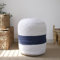 L.R. Resources, Inc Julian Pouf Ottomane aus Jute, gestreift, handgefertigt, Weiß und Marineblau