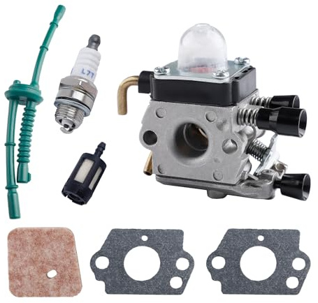 CYWVYNYT Kit de Carburateur pour Stihl FS38 FS45 FS46 FS55 FS74 FS75 FS80 FS85 HL45 HL75 HS70 HS74 KM55 KM55R Tondeuse à Gazon Carburateur avec Kit de Conduite de Carburant Filtre à Air Remplacement