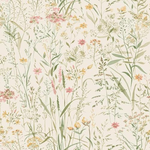 Free Flower Neutral Wallpaper - Floral Botanical Naturistic Stylish Trendy - Textured Paste The Wall Vinyl