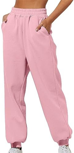 Pantaloni Donna Sportivi in Cotone - Tuta Comoda Larga Regolabile a Vita Alta - Casual Elasticizzato per Jogging Fitness Sport Autunnali