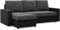 Mebligo - Luna Ecksofa, Schlafsofa mit Liegefunktion 140x231 nach Links oder rechts - 2 Container - Bonellfedern - dunkelgrau und schwarz.