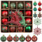 Kssvzz 40Pcs Set Weihnachtskugeln Rot Grün, Kunststoff Christbaumkugeln Weihnachtsdeko mit Aufhänger, Glänzend Glitzernd Matt Weihnachtsbaumschmuck