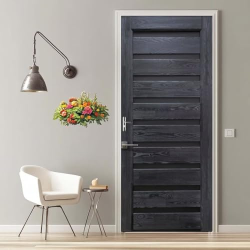 Door Stickers for Interior Doors Gray Wooden Door Door Sticker Self Adhesive 3D Wallpaper Removable Door Murals Waterproof Door Poster for Bedroom Living Room Home Decor 35.4X78.7/90X200cm -MT87