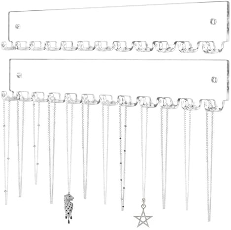 Halskettenhalter für die Wand, Wand-Halsketten-Organizer, 2X Acryl-Halskettenhalter mit 12 Haken, Modernes Schmuck-Präsentationsregal für Ringe und Armreifen, transparenter Aufhänger für Schlafsaal, G