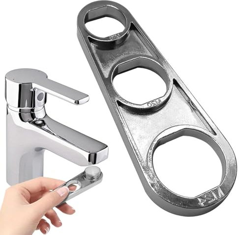 2 in 1 Faucet Tap Aerators Bubbler Wrenches Efficient WaterFlow Adjusting Tool, Multi-Use Faucet Aerator Key Wrench Tool Faucet-Filter Replacement Parts for Kitchen Sink Bathroom Shower with 6 Sizes
