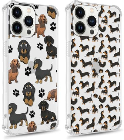 Phoona 2 Stück Handyhülle für iPhone 13 Pro Max Hülle 6,7'', Aesthetic Muster Design Weiche TPU Ultra Dünn Transparent PC Schutzhülle Kratzfeste Stoßfest Bumper Case für Mädchen, Hund
